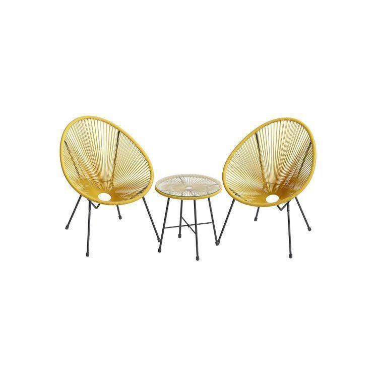 Yellow 3-Piece Outdoor Acapulco Chair FredCo