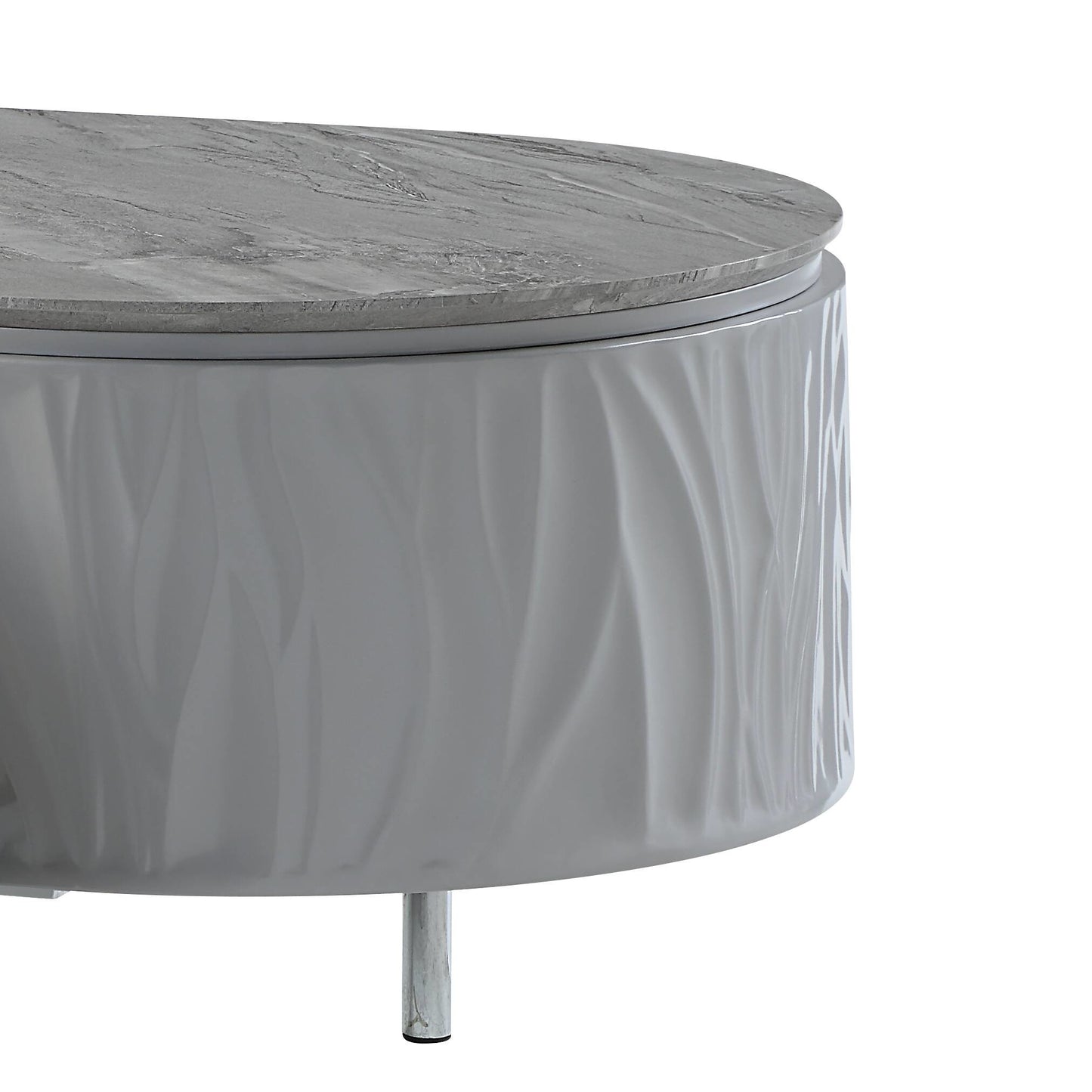 Yukino Gray High Gloss & Chrome Finish Coffee Table FredCo
