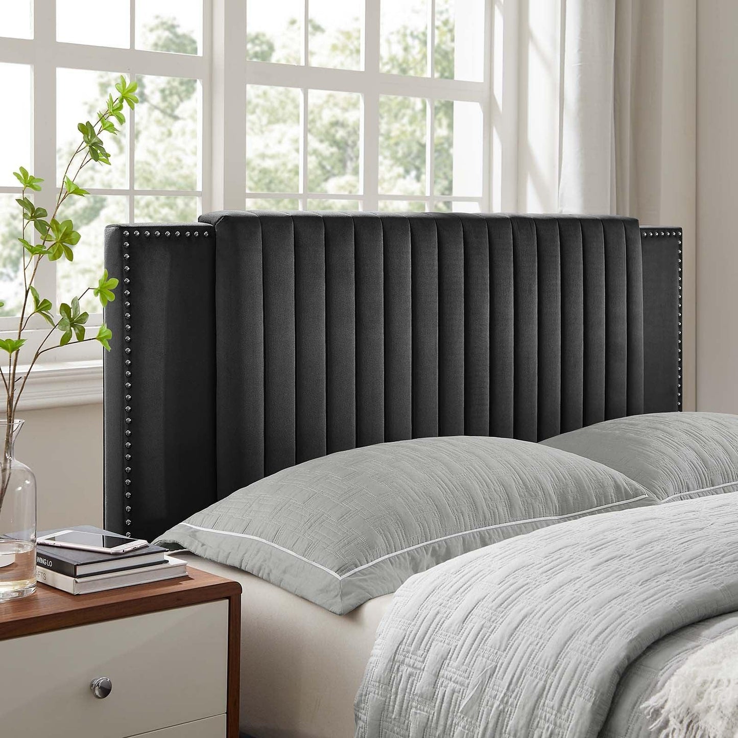 Zahra Channel Tufted Performance Velvet King Platform Bed, MOD-7014 FredCo