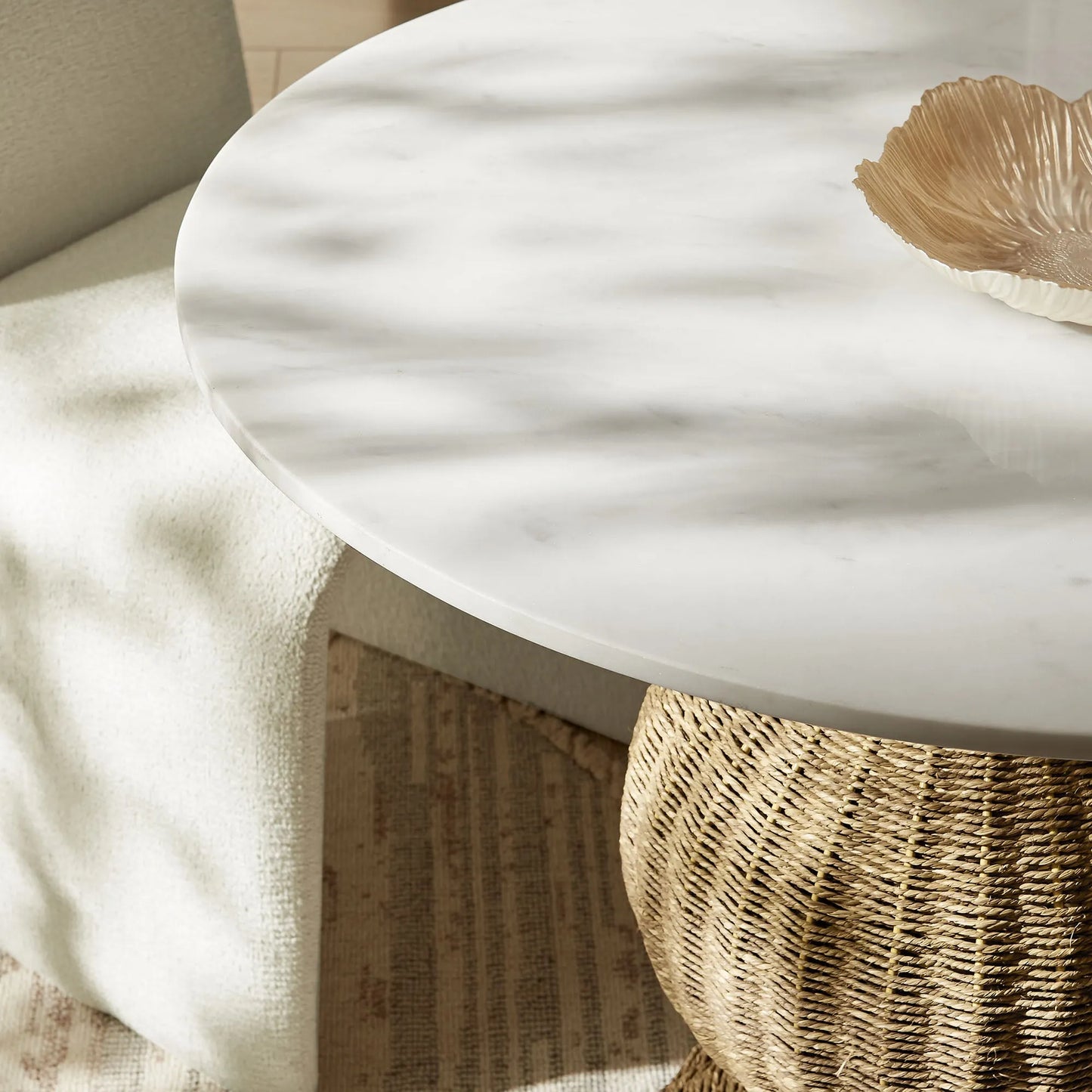 Zale 36" Marble and Seagrass Dining Table by Modway EEI-7195 FredCo