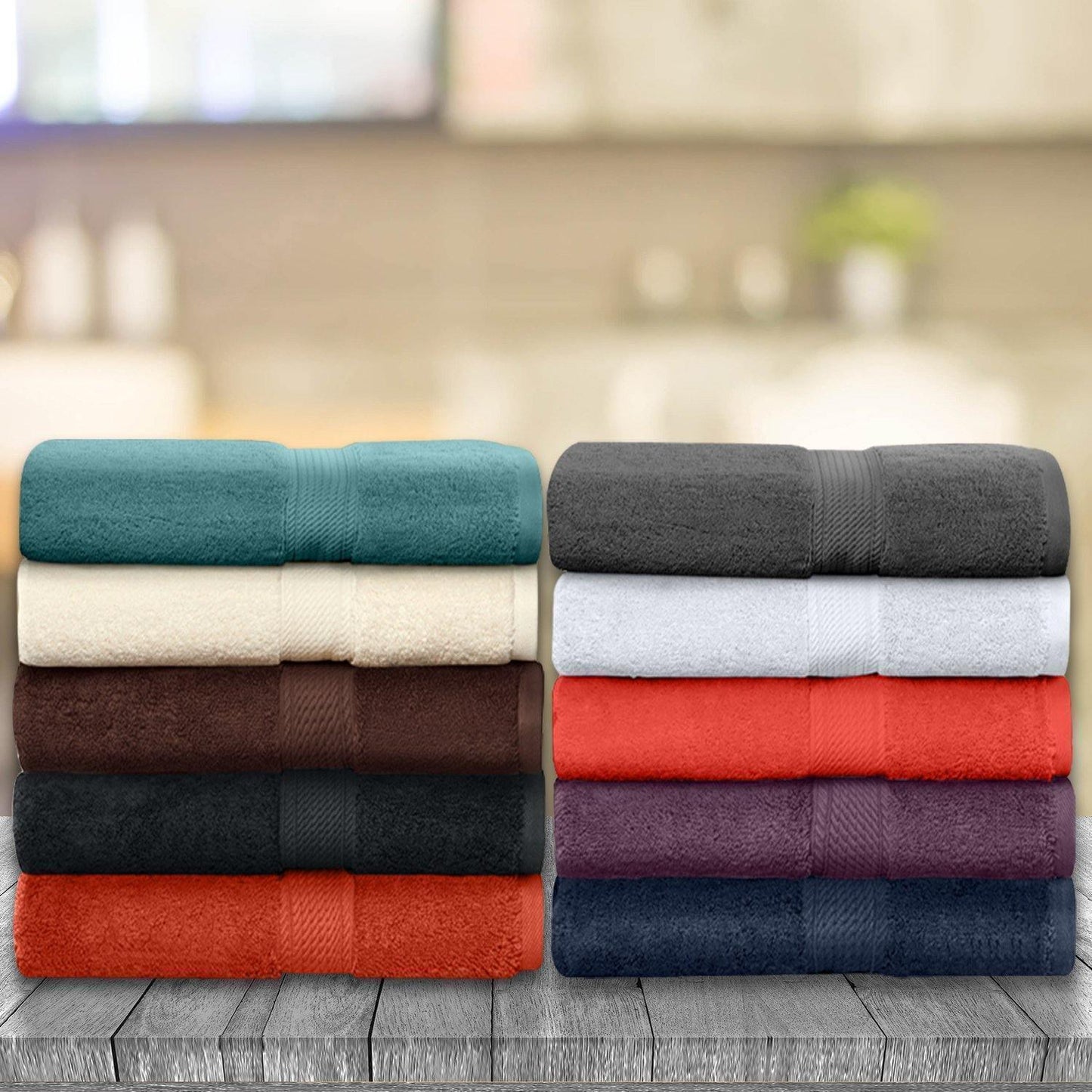 Zero-Twist Smart-Dry Absorbent Cotton Plush 6-Piece Towel Set FredCo