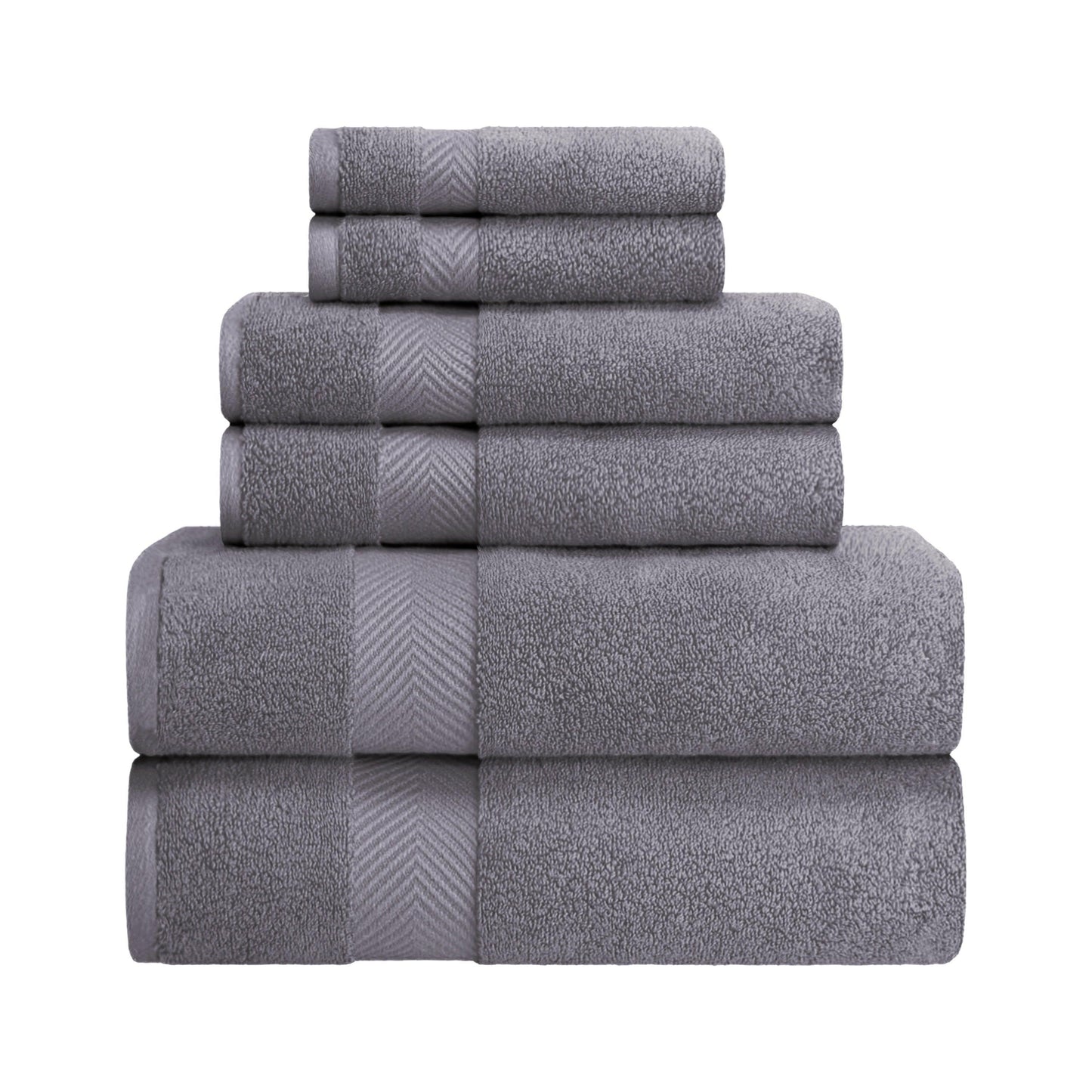 Zero-Twist Smart-Dry Absorbent Cotton Plush 6-Piece Towel Set FredCo