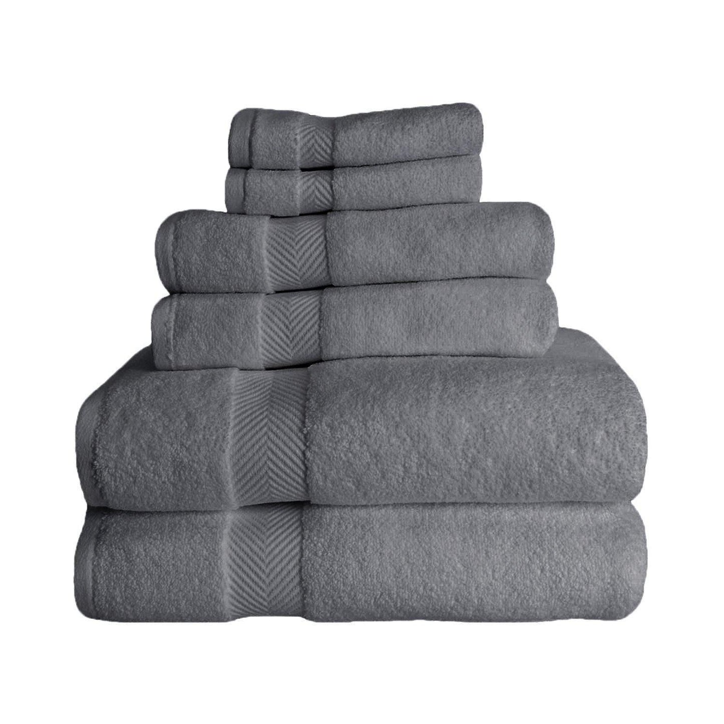 Zero-Twist Smart-Dry Absorbent Cotton Plush 6-Piece Towel Set FredCo