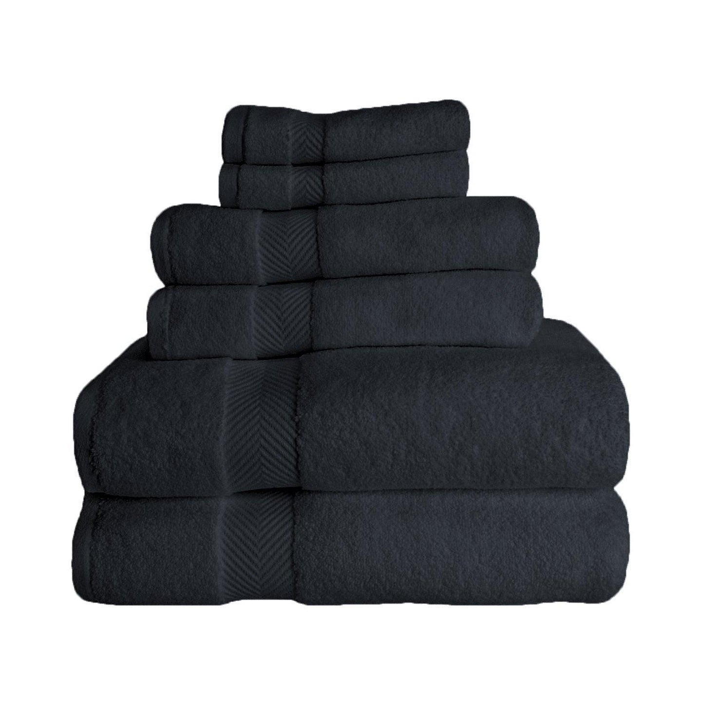 Zero-Twist Smart-Dry Absorbent Cotton Plush 6-Piece Towel Set FredCo