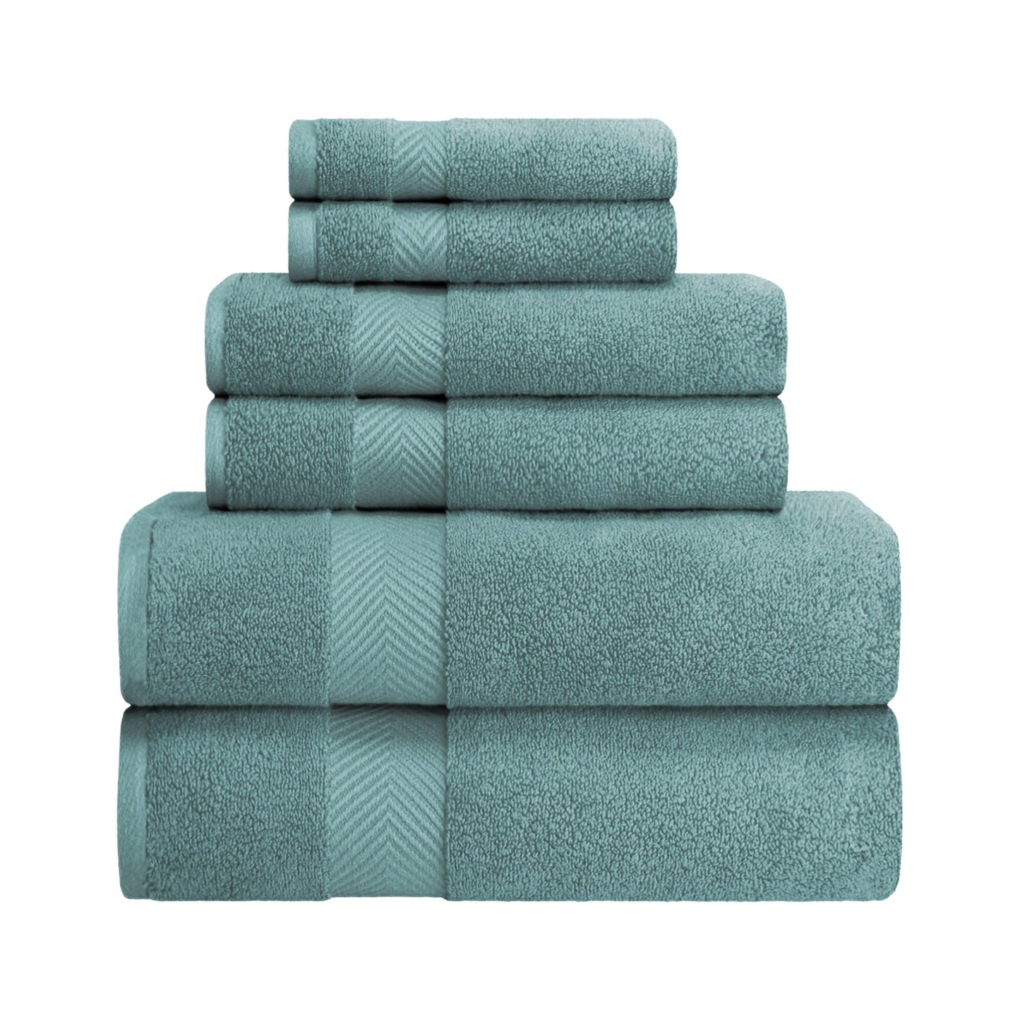 Zero-Twist Smart-Dry Absorbent Cotton Plush 6-Piece Towel Set FredCo