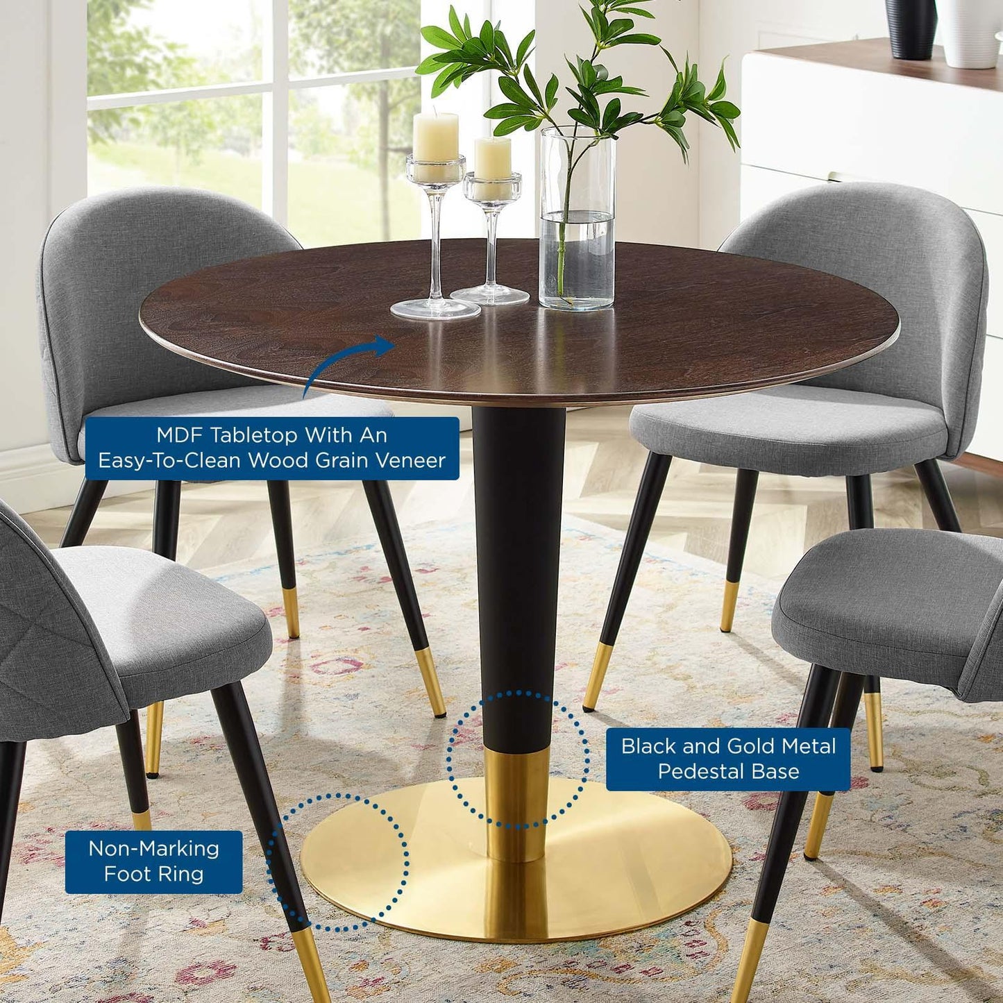 Zinque 40" Dining Table, EEI-5144 FredCo