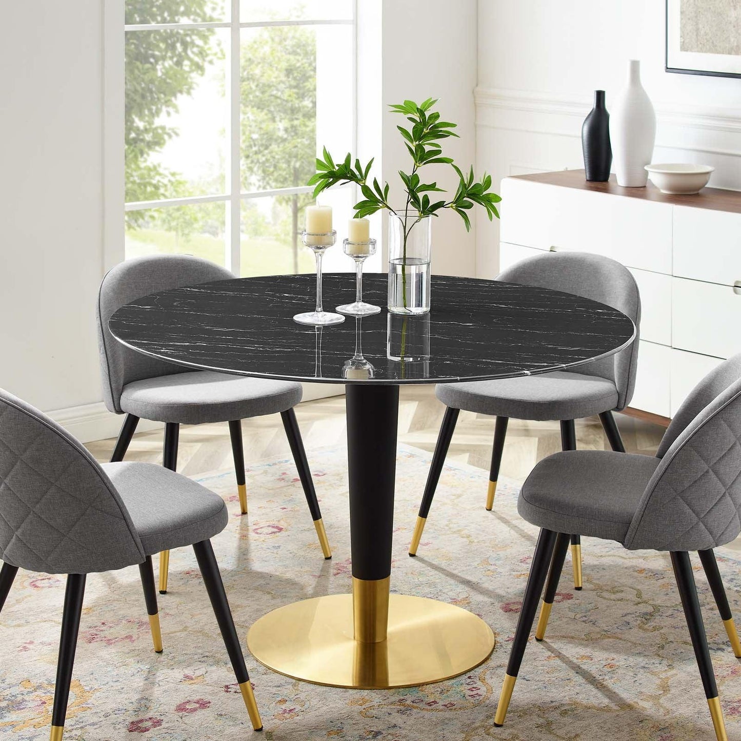 Zinque 47" Artificial Marble Dining Table, EEI-5149 FredCo