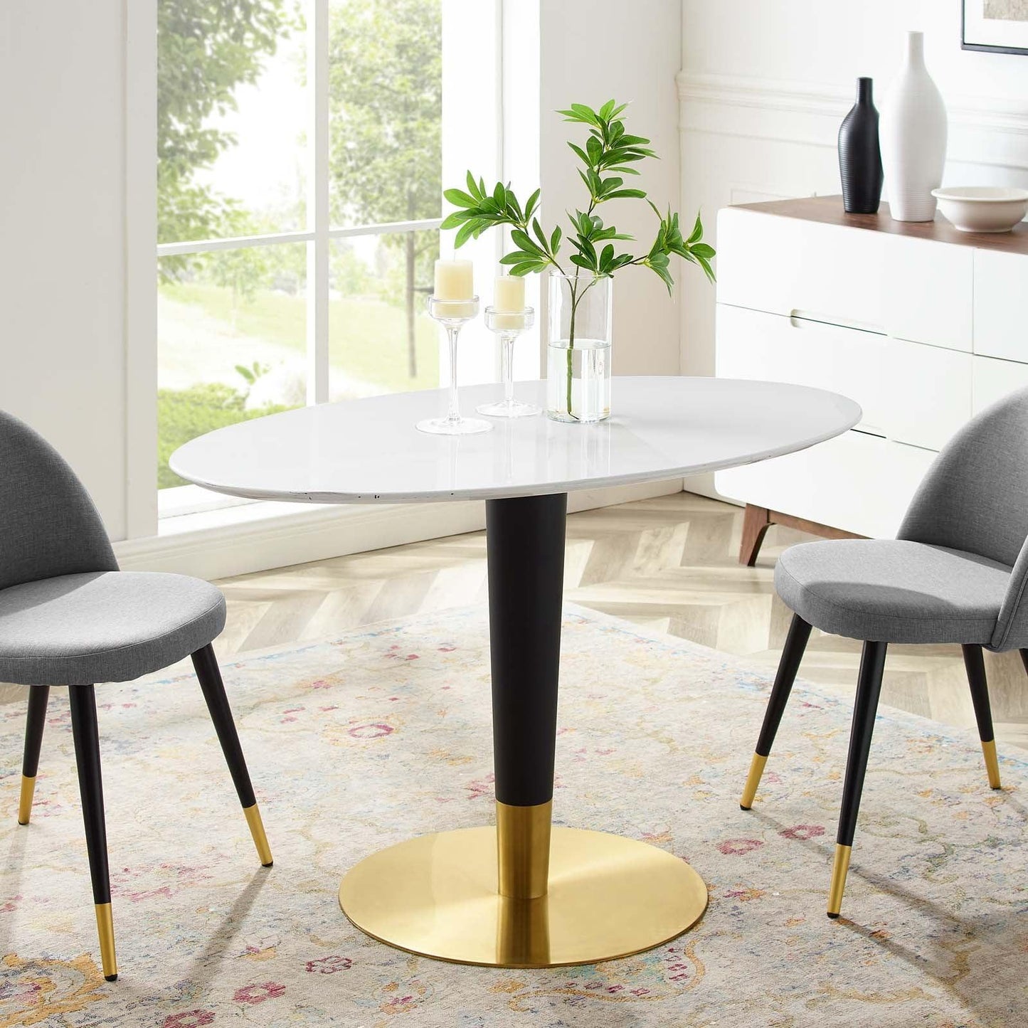 Zinque 48" Oval Dining Table, EEI-5141 FredCo