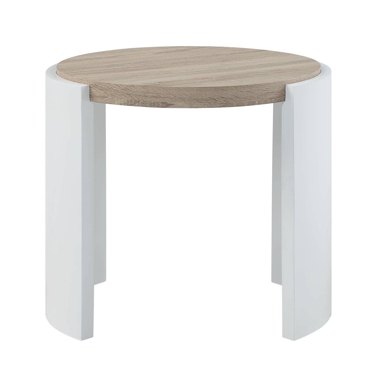 Zoma Oak & White High Gloss Finish End Table FredCo