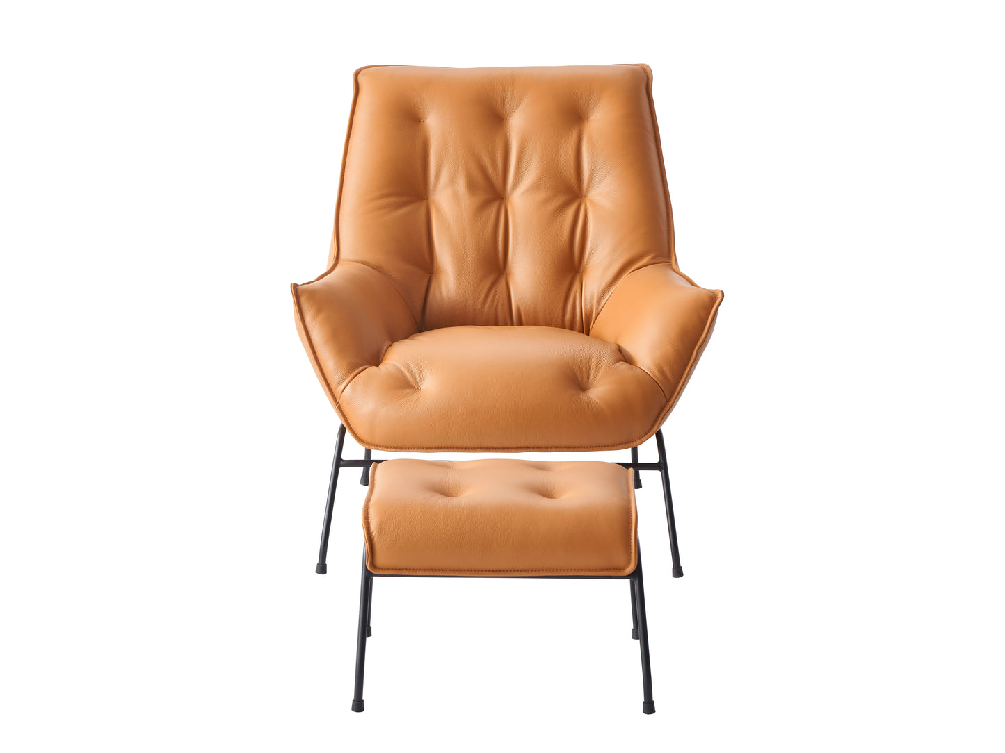 Zusa Sandstone Top Grain Leather Accent Chair & Ottoman FredCo