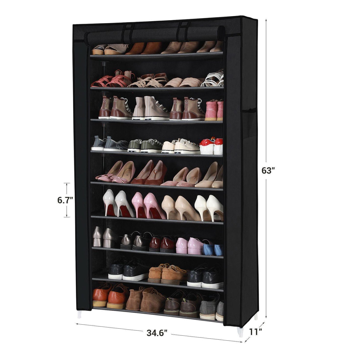 10-Tier Shoe Rack Black FredCo
