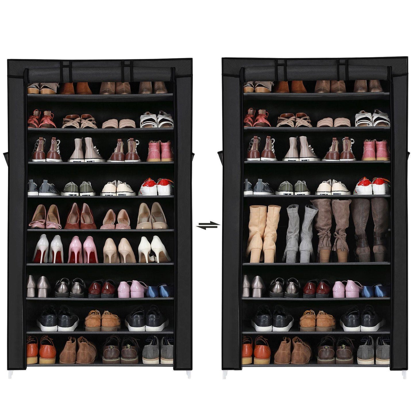 10-Tier Shoe Rack Black FredCo