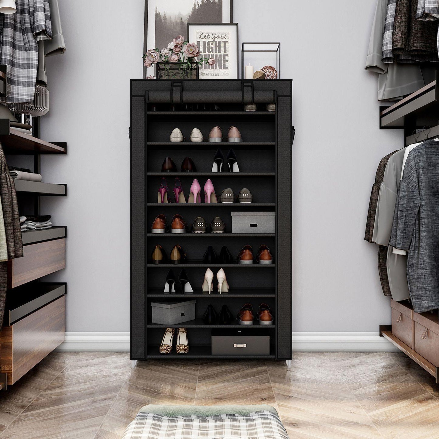 10-Tier Shoe Rack Black FredCo