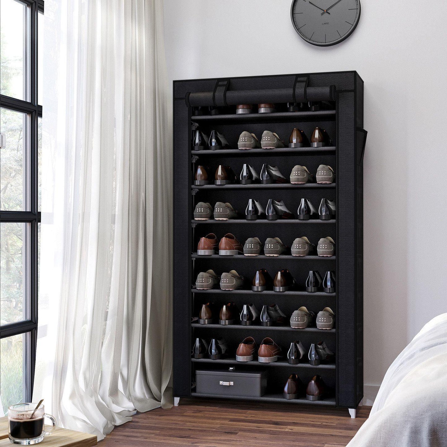 10-Tier Shoe Rack Black FredCo