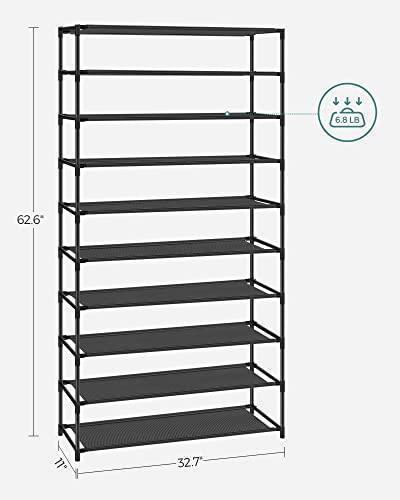 10-Tier Shoe Shelf Black Metal FredCo