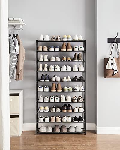 10-Tier Shoe Shelf Black Metal FredCo