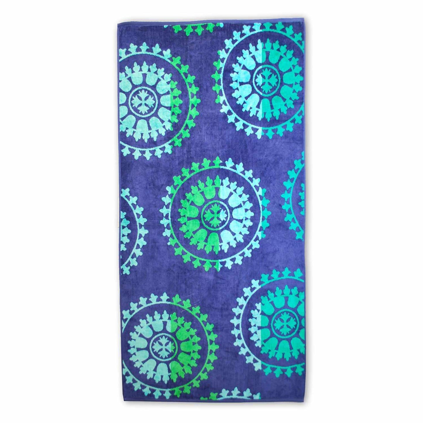 100% Combed Cotton Oversized Beach Towel, Spinning Wheels Mandala FredCo