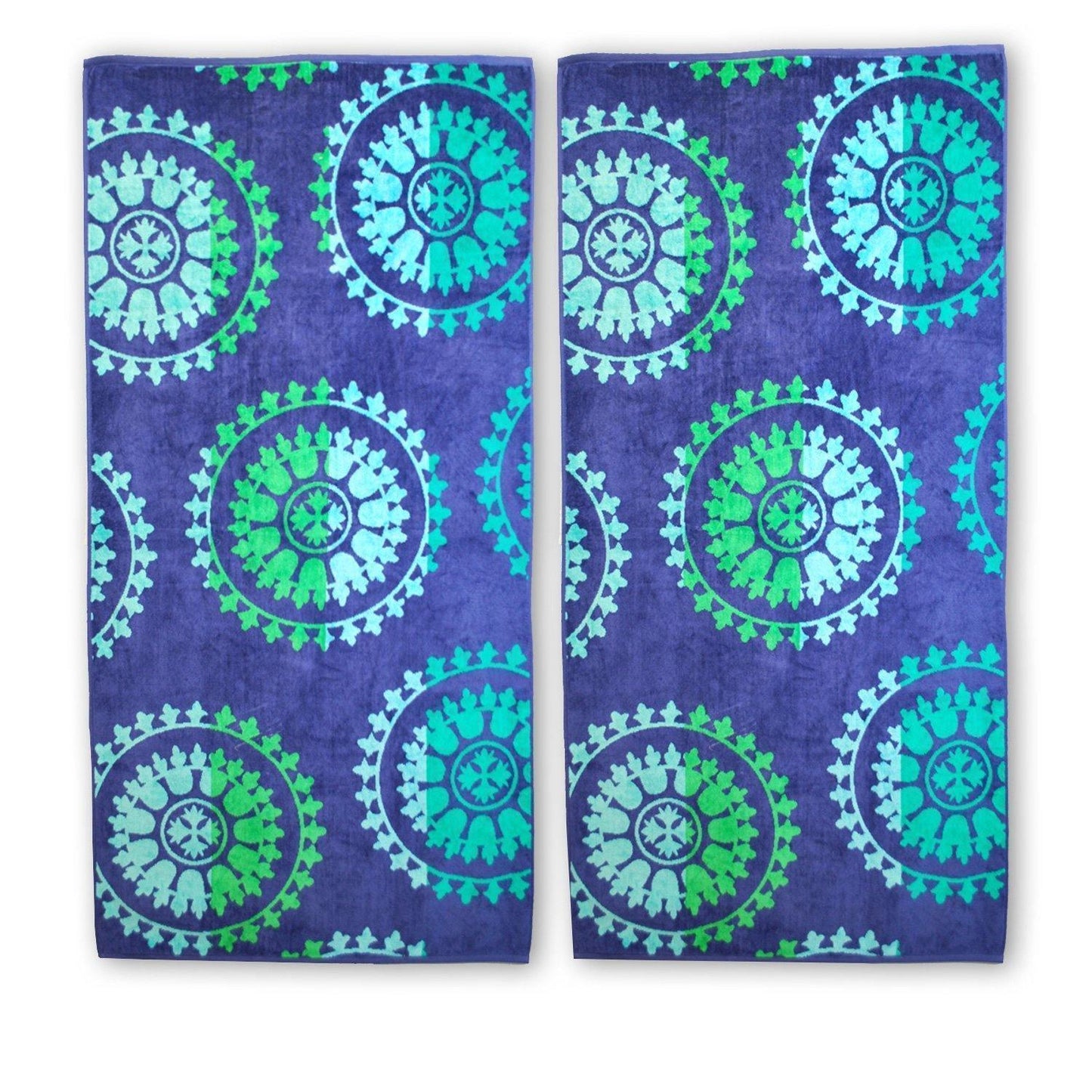 100% Combed Cotton Oversized Beach Towel, Spinning Wheels Mandala FredCo