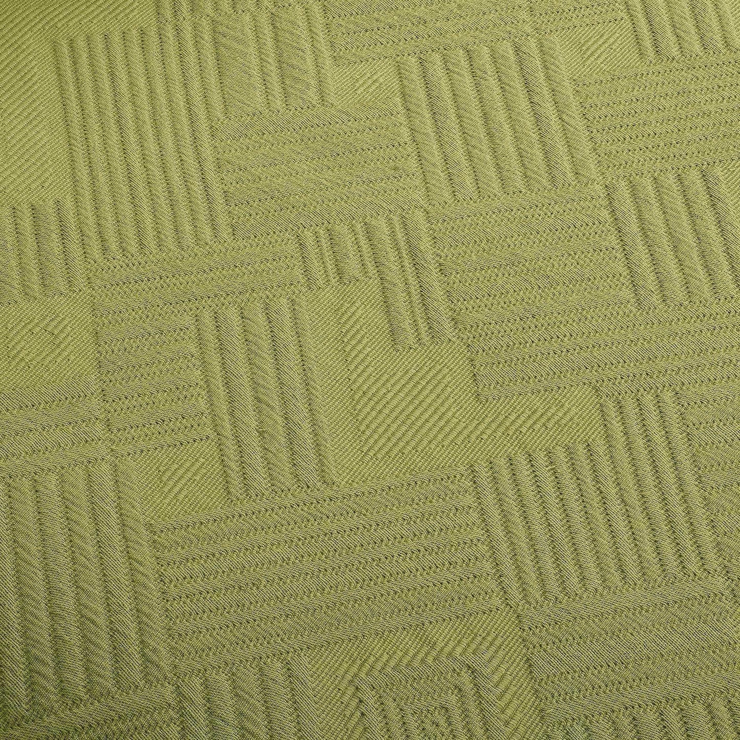 100% Cotton Geometric Fret Scalloped Bedspread Set FredCo