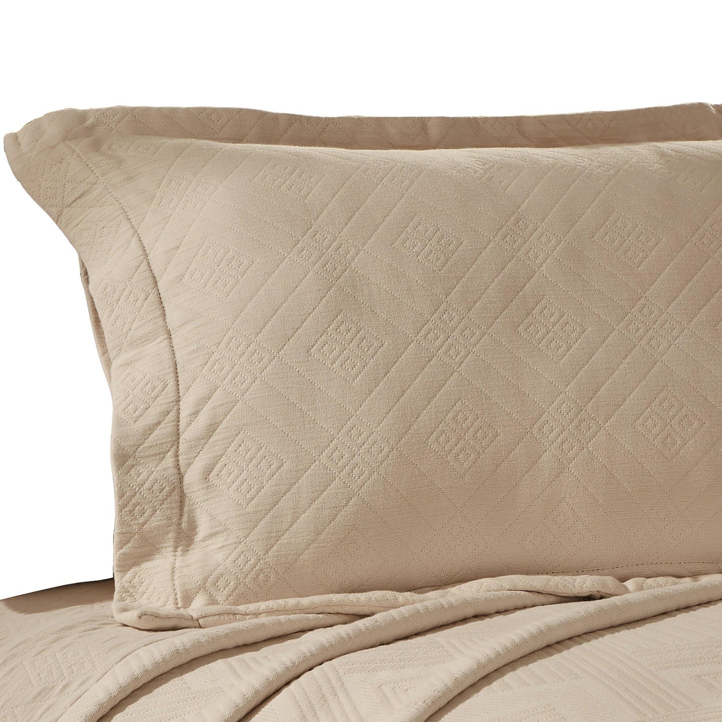 100% Cotton Geometric Fret Scalloped Bedspread Set FredCo