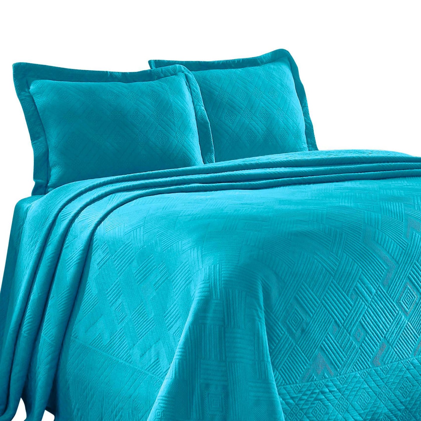100% Cotton Geometric Fret Scalloped Bedspread Set FredCo