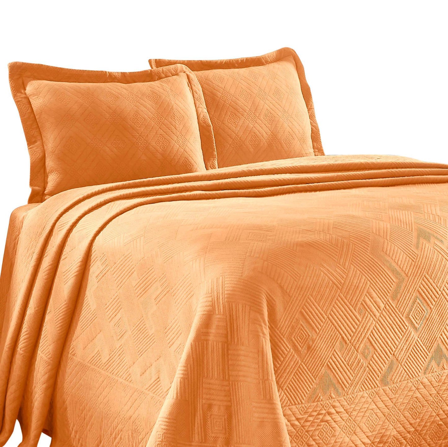 100% Cotton Geometric Fret Scalloped Bedspread Set FredCo