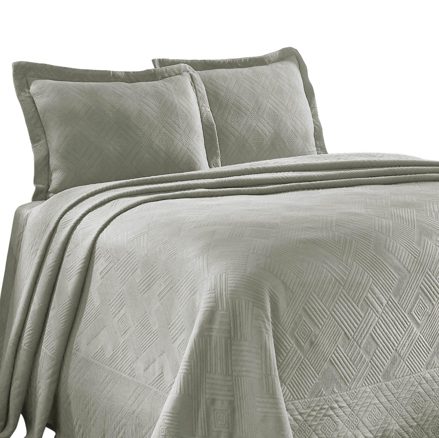 100% Cotton Geometric Fret Scalloped Bedspread Set FredCo