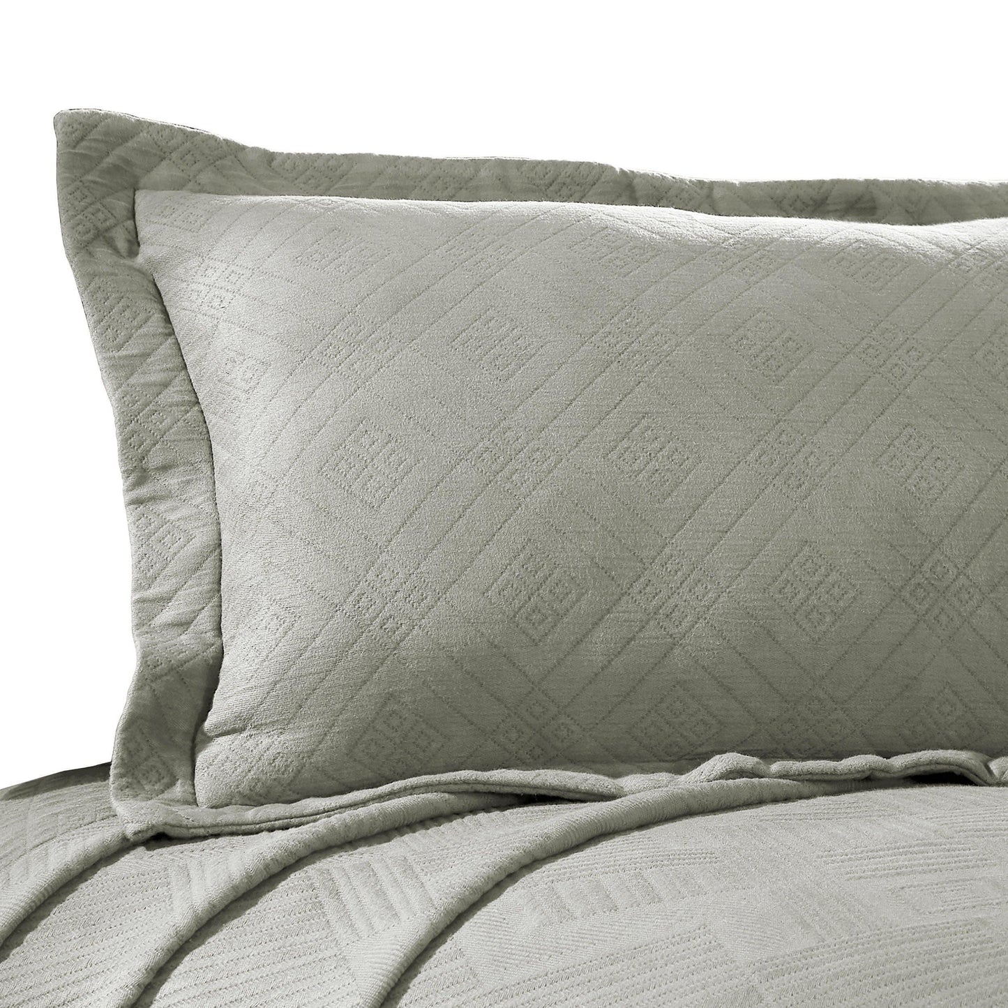 100% Cotton Geometric Fret Scalloped Bedspread Set FredCo