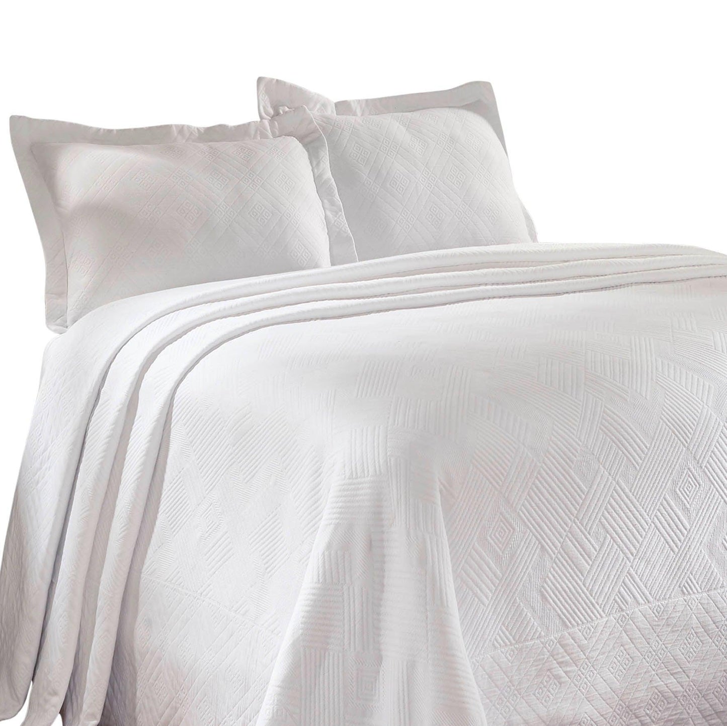 100% Cotton Geometric Fret Scalloped Bedspread Set FredCo