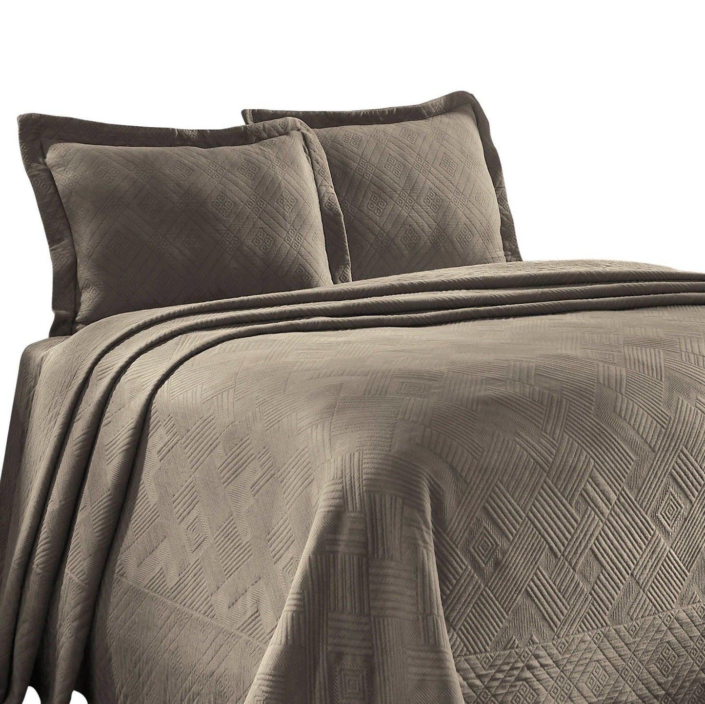 100% Cotton Geometric Fret Scalloped Bedspread Set FredCo