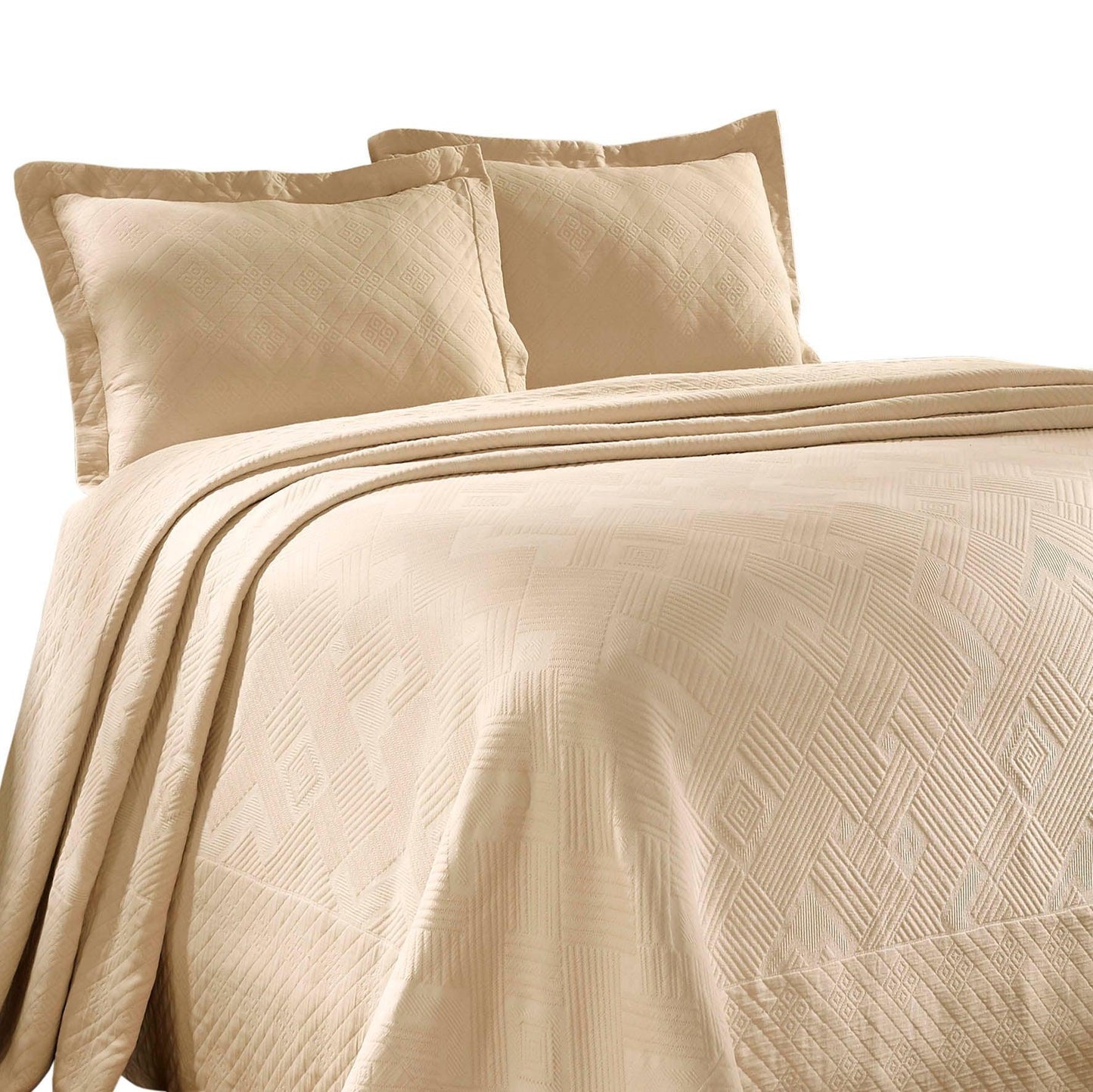 100% Cotton Geometric Fret Scalloped Bedspread Set FredCo