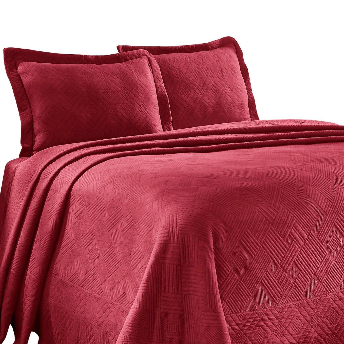 100% Cotton Geometric Fret Scalloped Bedspread Set FredCo