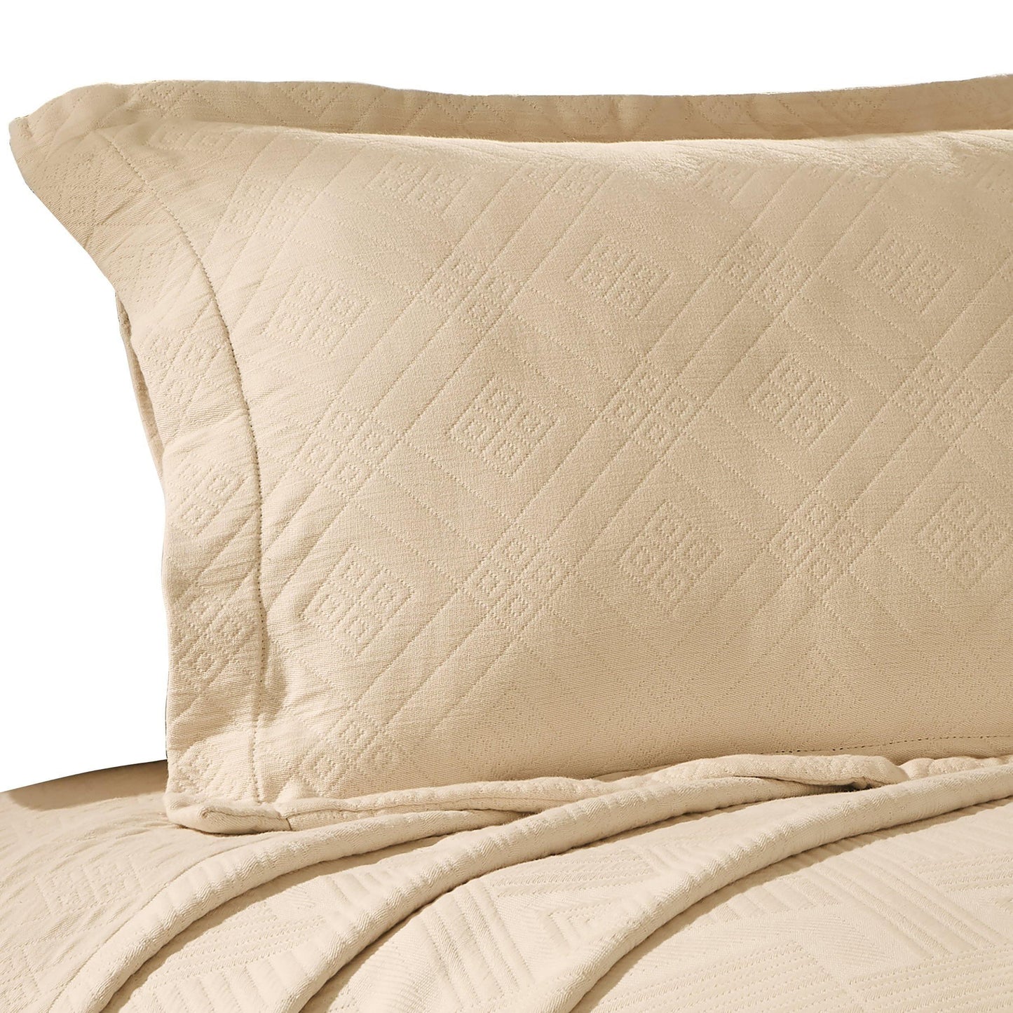 100% Cotton Geometric Fret Scalloped Bedspread Set FredCo