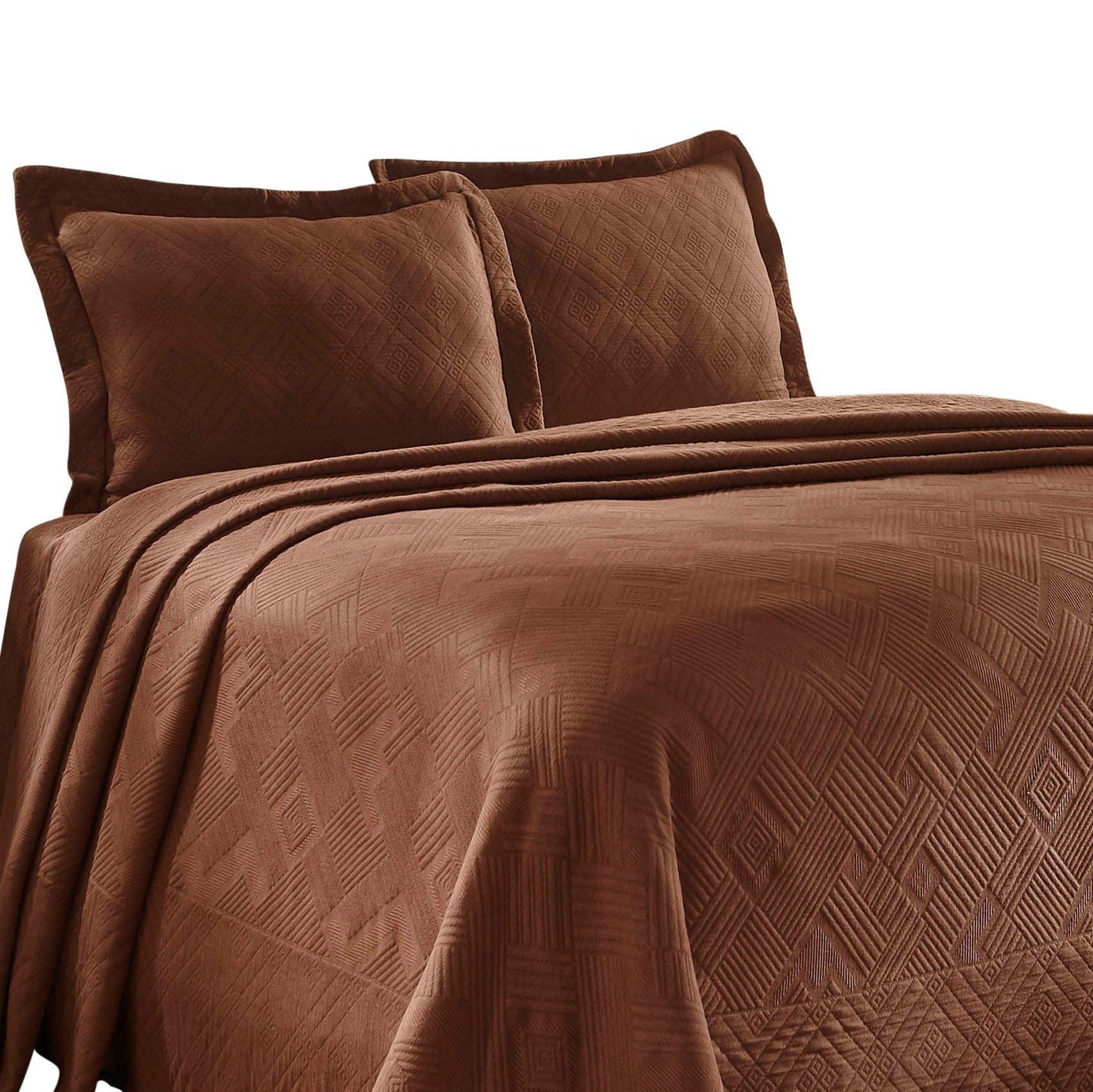 100% Cotton Geometric Fret Scalloped Bedspread Set FredCo