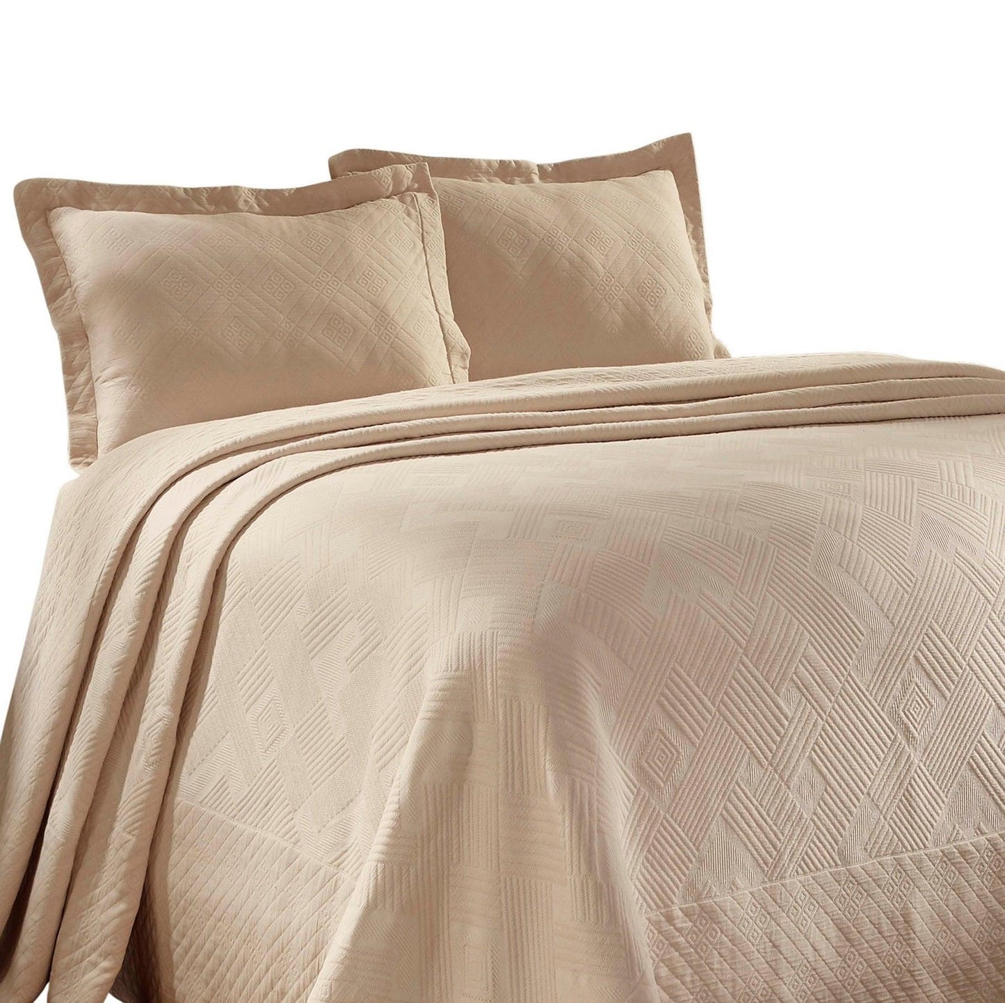 100% Cotton Geometric Fret Scalloped Bedspread Set FredCo