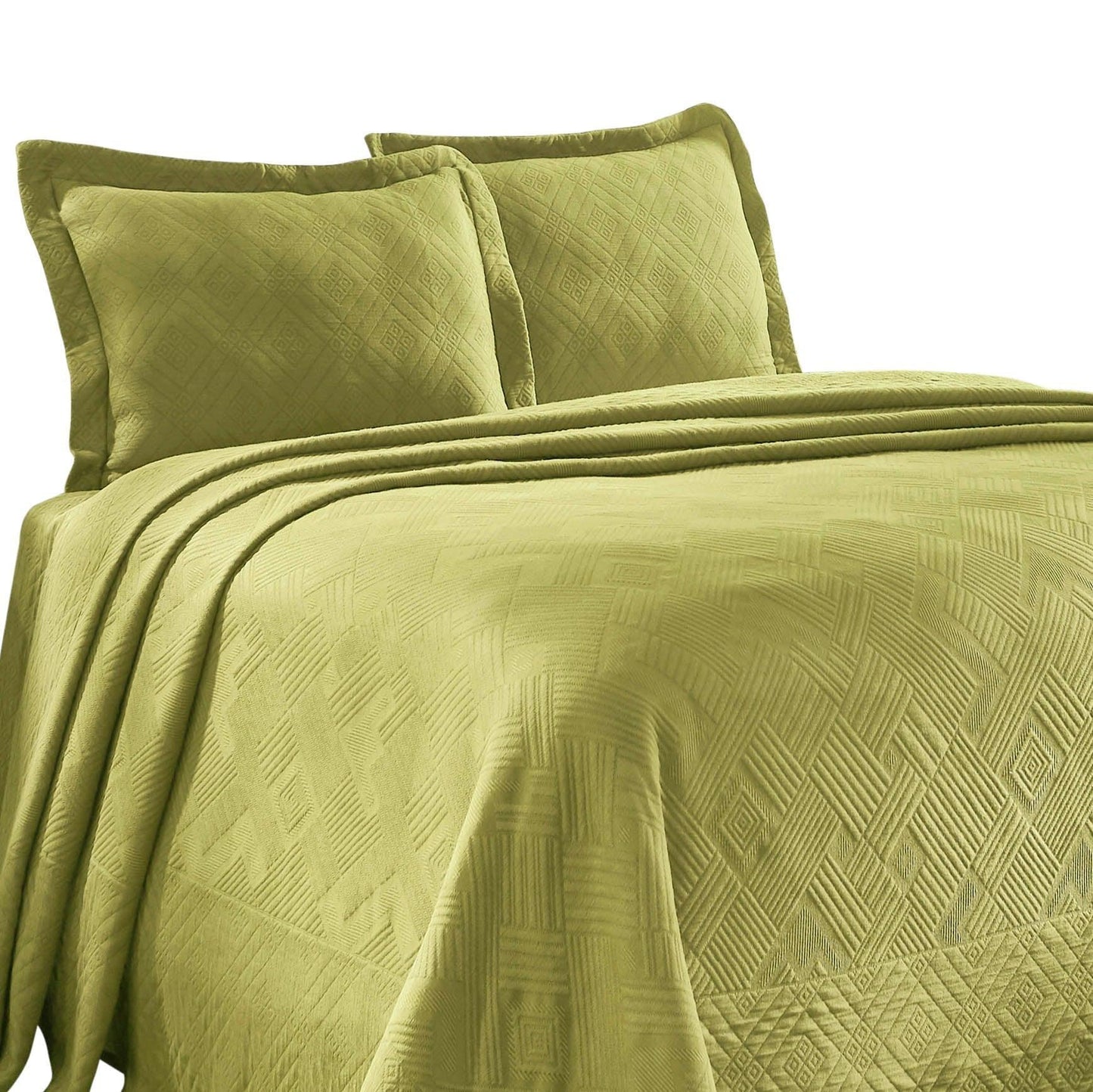 100% Cotton Geometric Fret Scalloped Bedspread Set FredCo