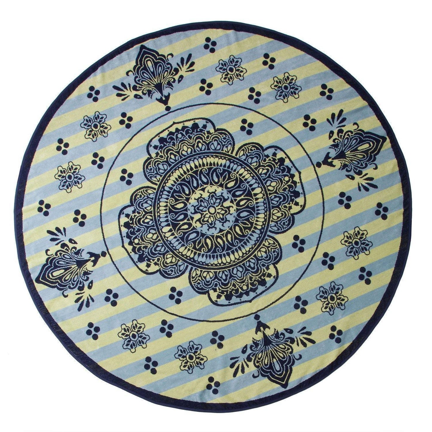 100% Cotton Mandala Henna Design Round Beach Towel, 60" FredCo