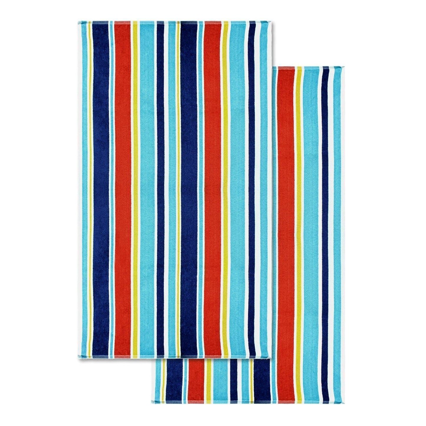 100% Cotton Oceana Stripes Oversized Beach Towel - Blue FredCo