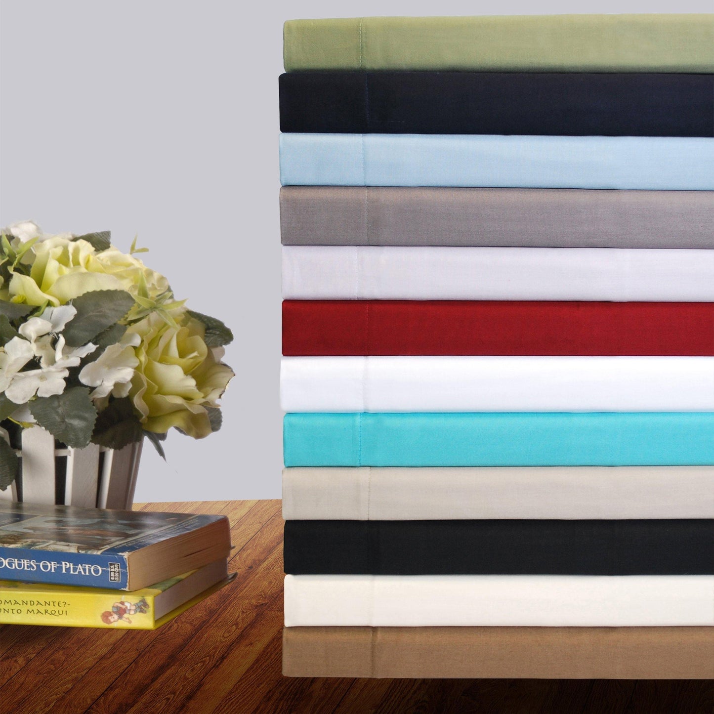 100% Egyptian Cotton Solid Duvet Cover and Pillow Sham Set FredCo