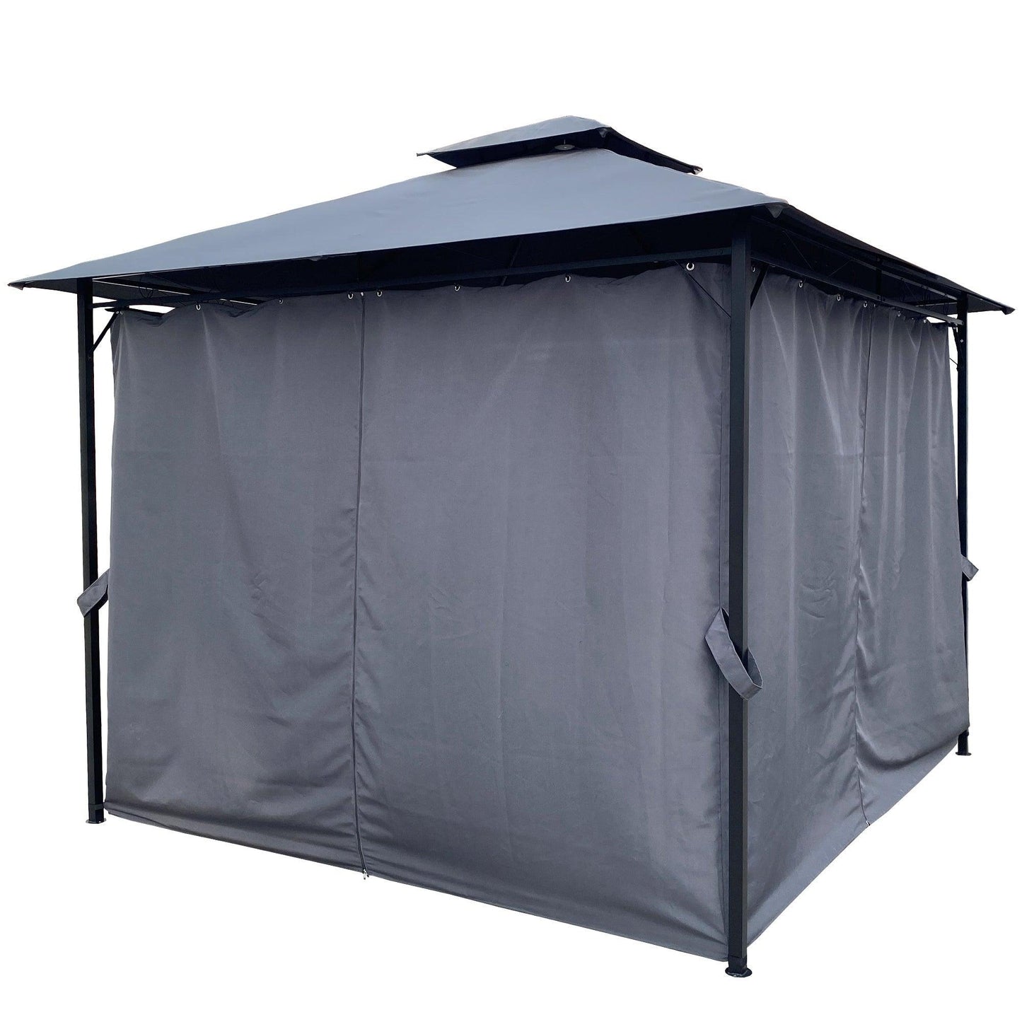 10x10 Ft Outdoor Patio Garden Gazebo Tent, Outdoor Shading, Gazebo Canopy With Curtains,Gray FredCo