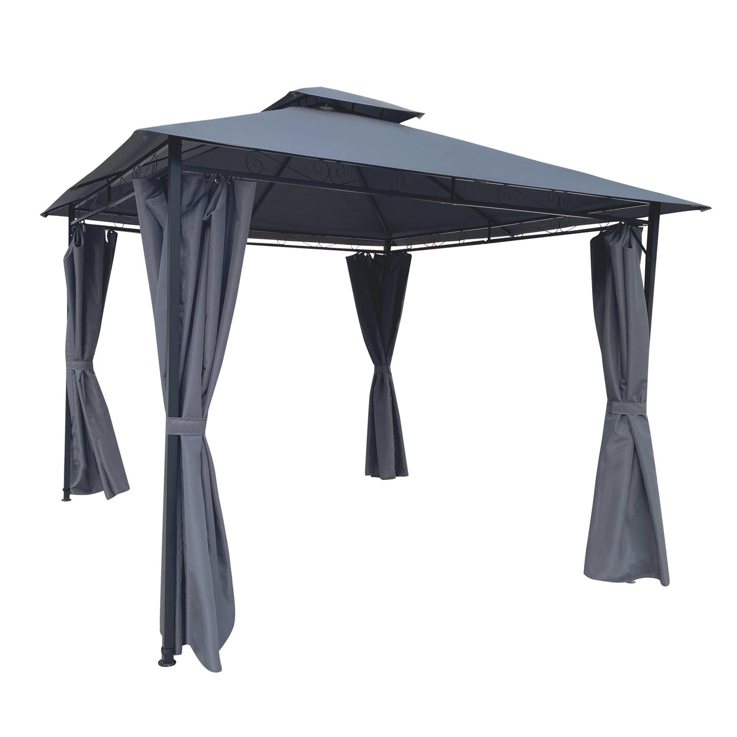 10x10 Ft Outdoor Patio Garden Gazebo Tent, Outdoor Shading, Gazebo Canopy With Curtains,Gray FredCo