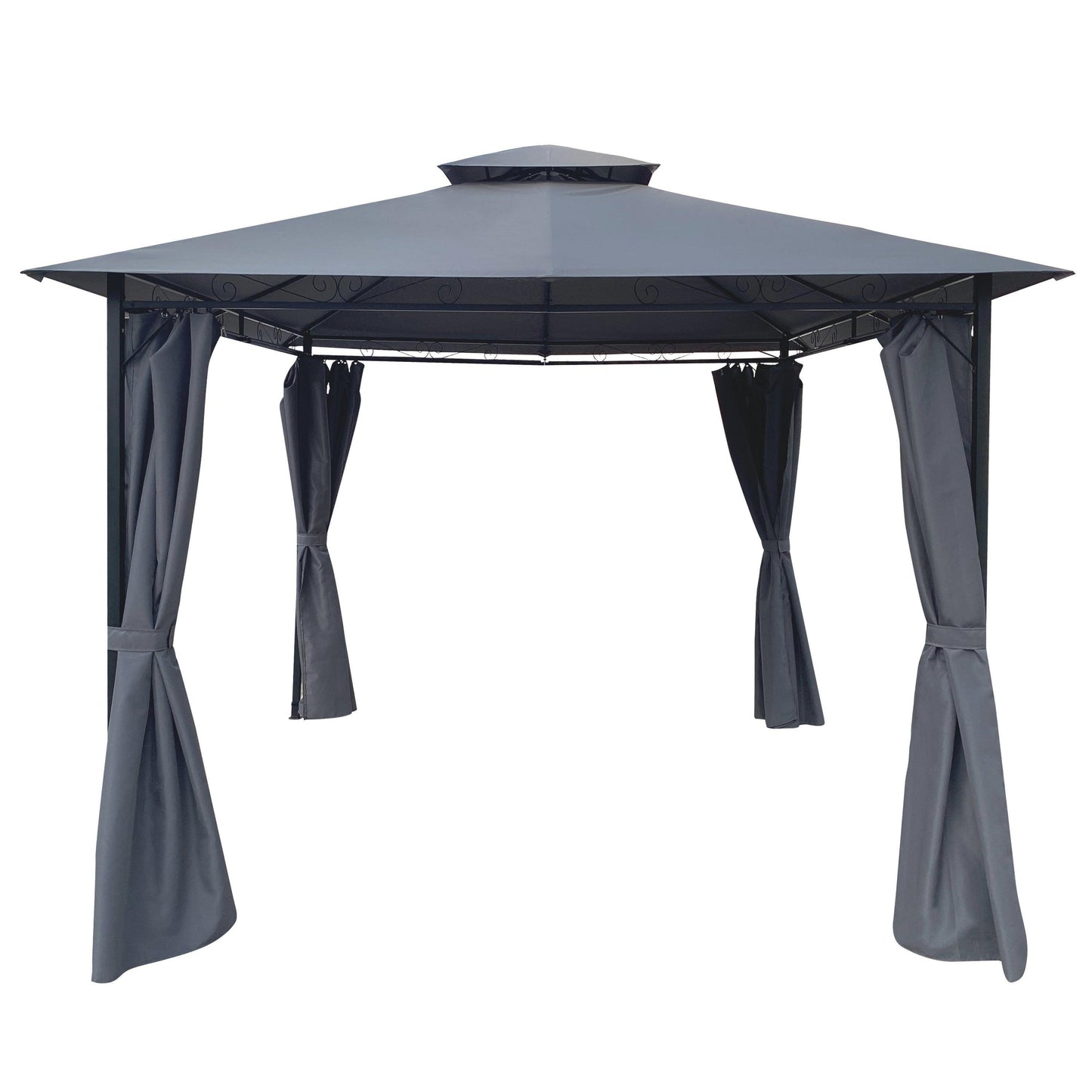 10x10 Ft Outdoor Patio Garden Gazebo Tent, Outdoor Shading, Gazebo Canopy With Curtains,Gray FredCo
