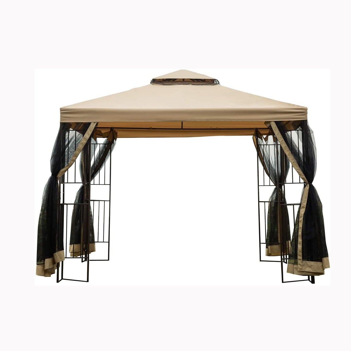 10x10Ft Outdoor Patio Gazebo Canopy Tent With Ventilated Double Roof And Mosquito Net FredCo