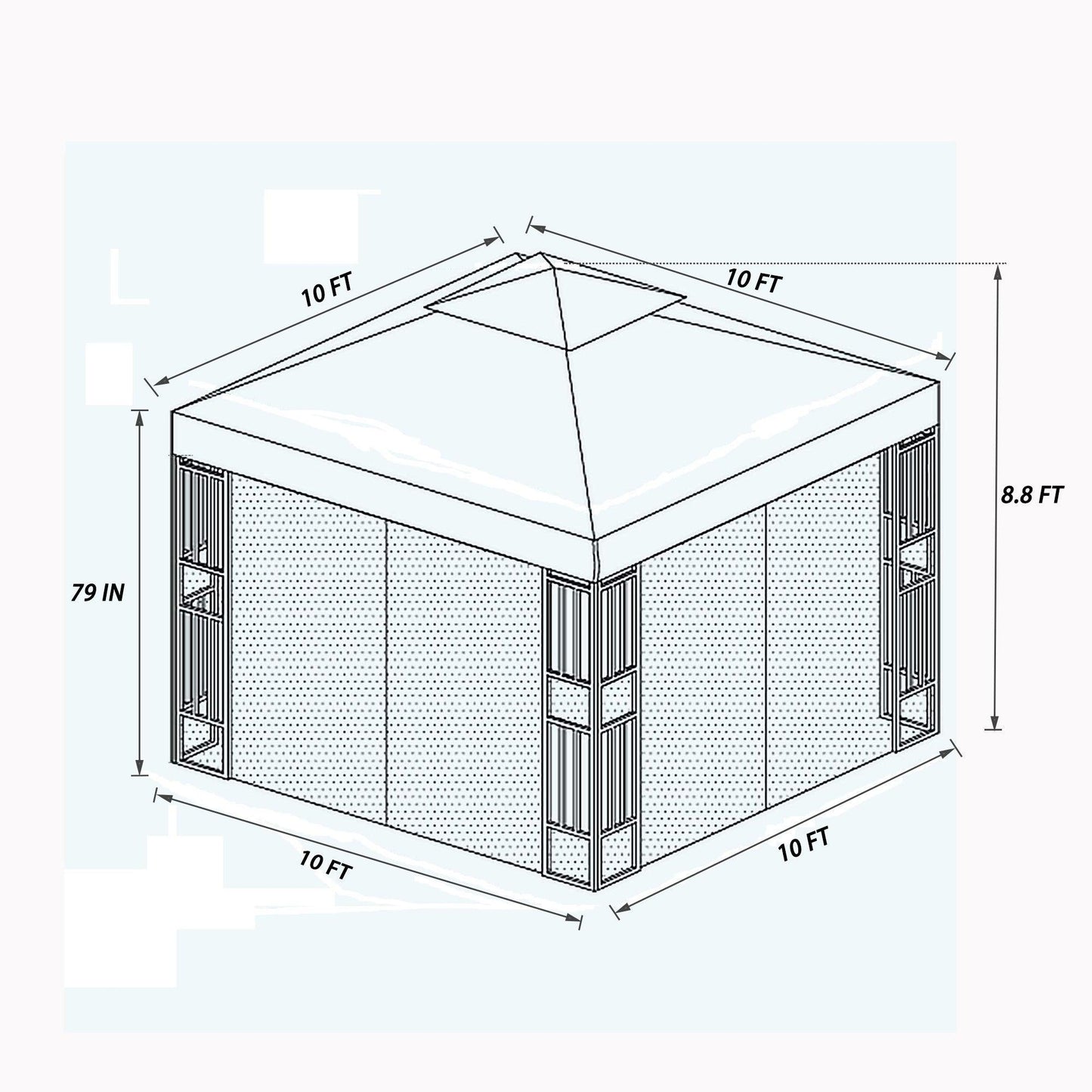 10x10Ft Outdoor Patio Gazebo Canopy Tent With Ventilated Double Roof And Mosquito Net FredCo