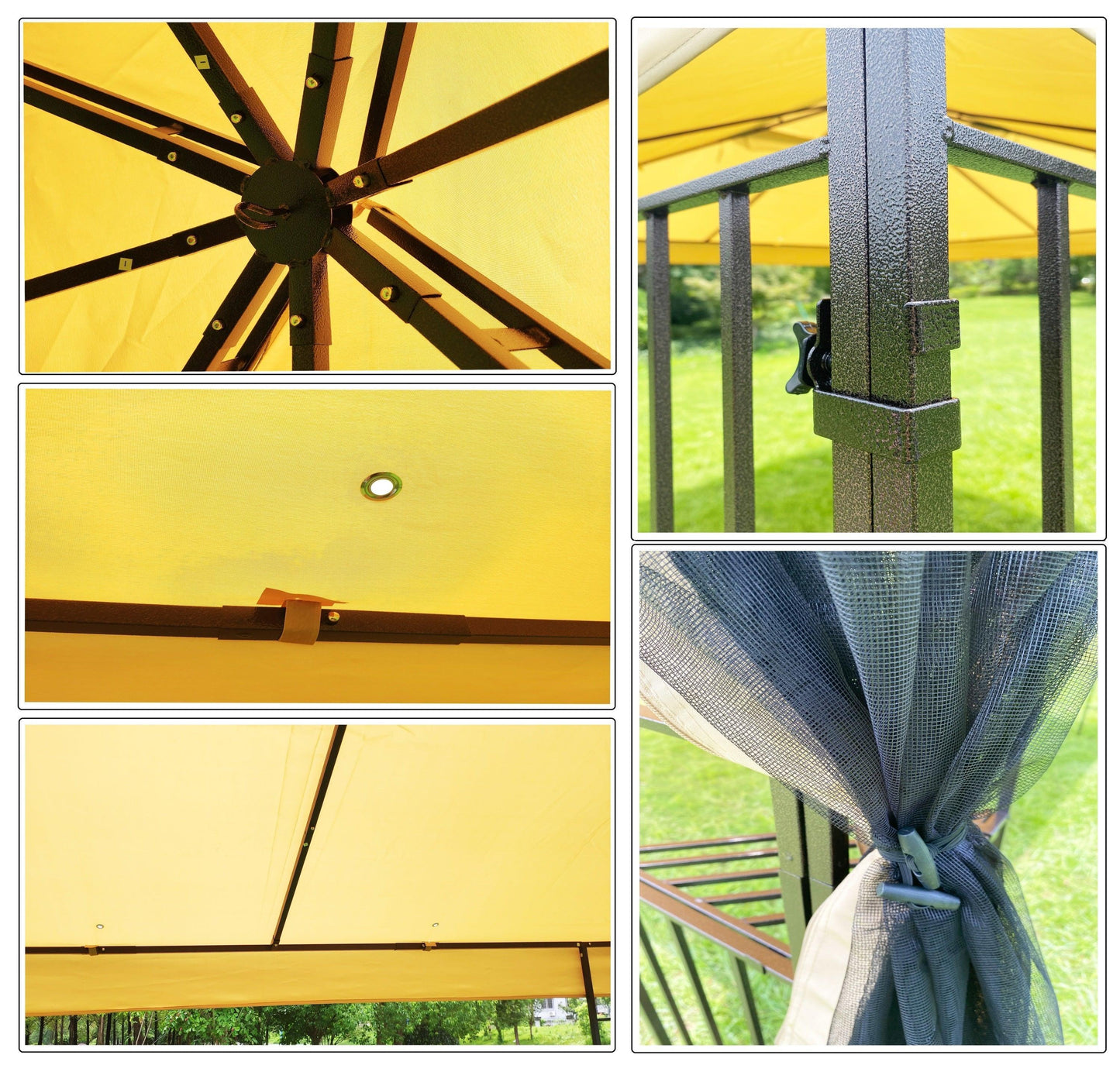 10x10Ft Outdoor Patio Gazebo Canopy Tent With Ventilated Double Roof And Mosquito Net FredCo