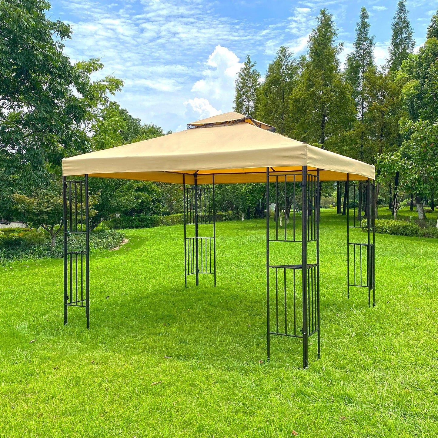 10x10Ft Outdoor Patio Gazebo Canopy Tent With Ventilated Double Roof And Mosquito Net FredCo