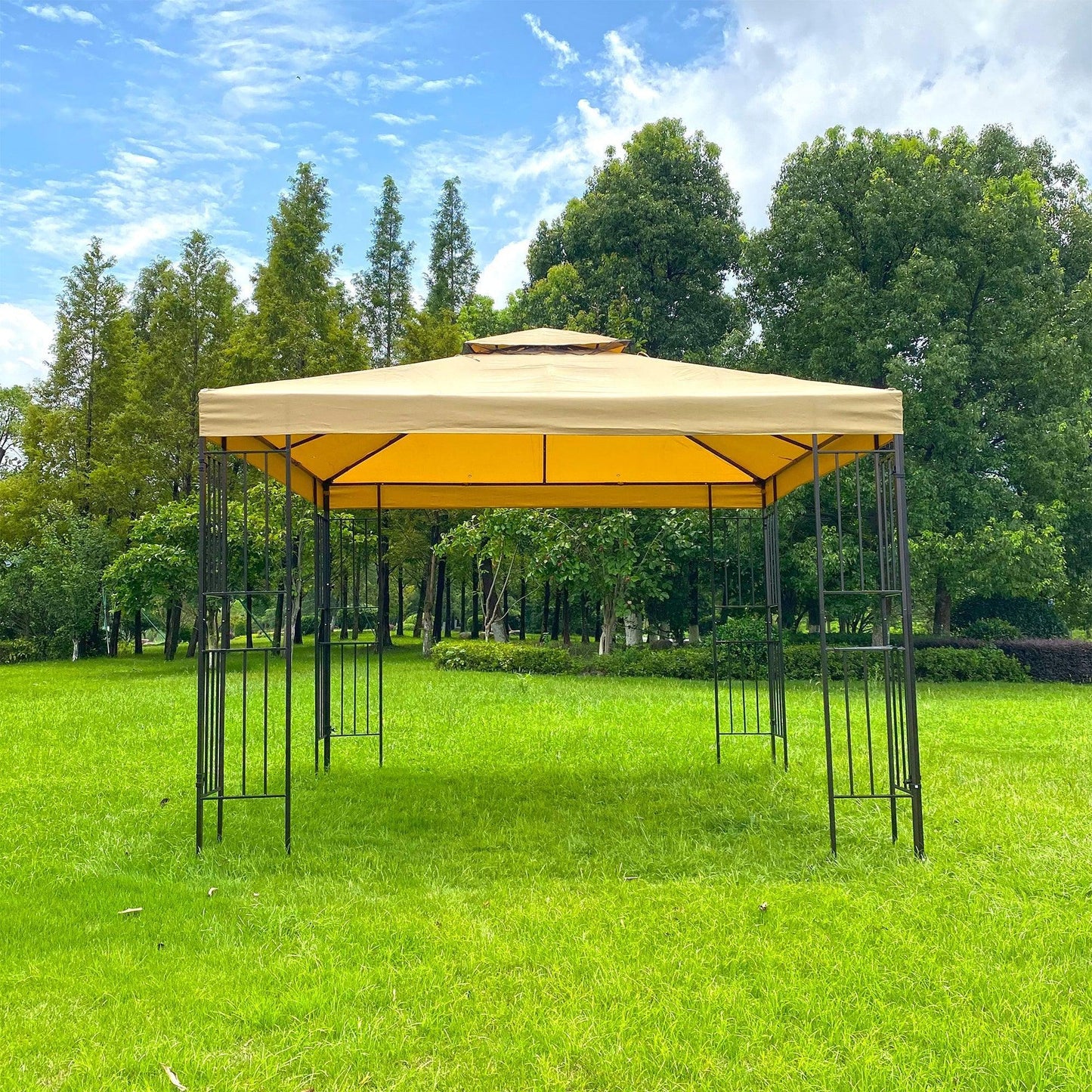 10x10Ft Outdoor Patio Gazebo Canopy Tent With Ventilated Double Roof And Mosquito Net FredCo