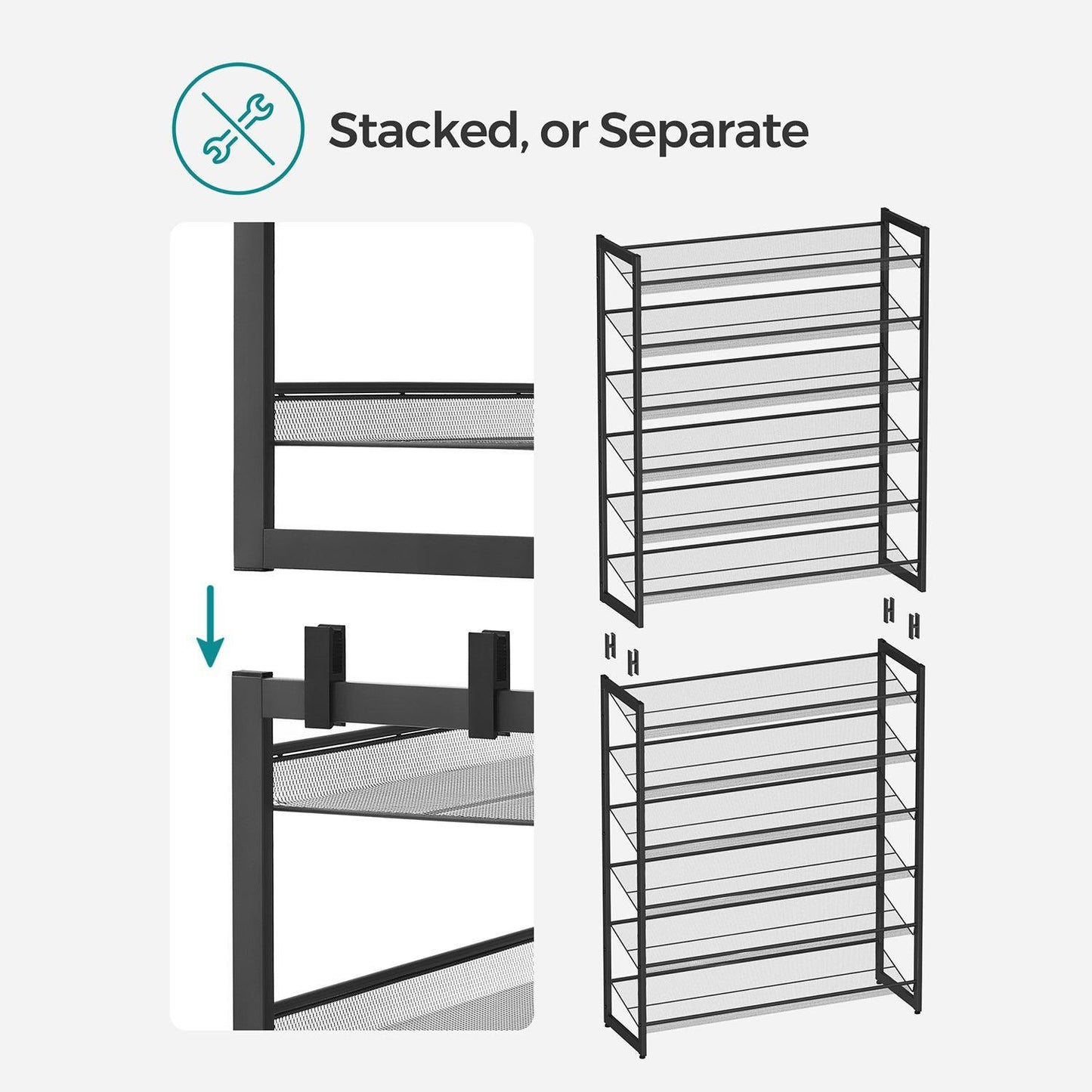 12-Tier Metal Shoe Rack, 40-60 pairs FredCo