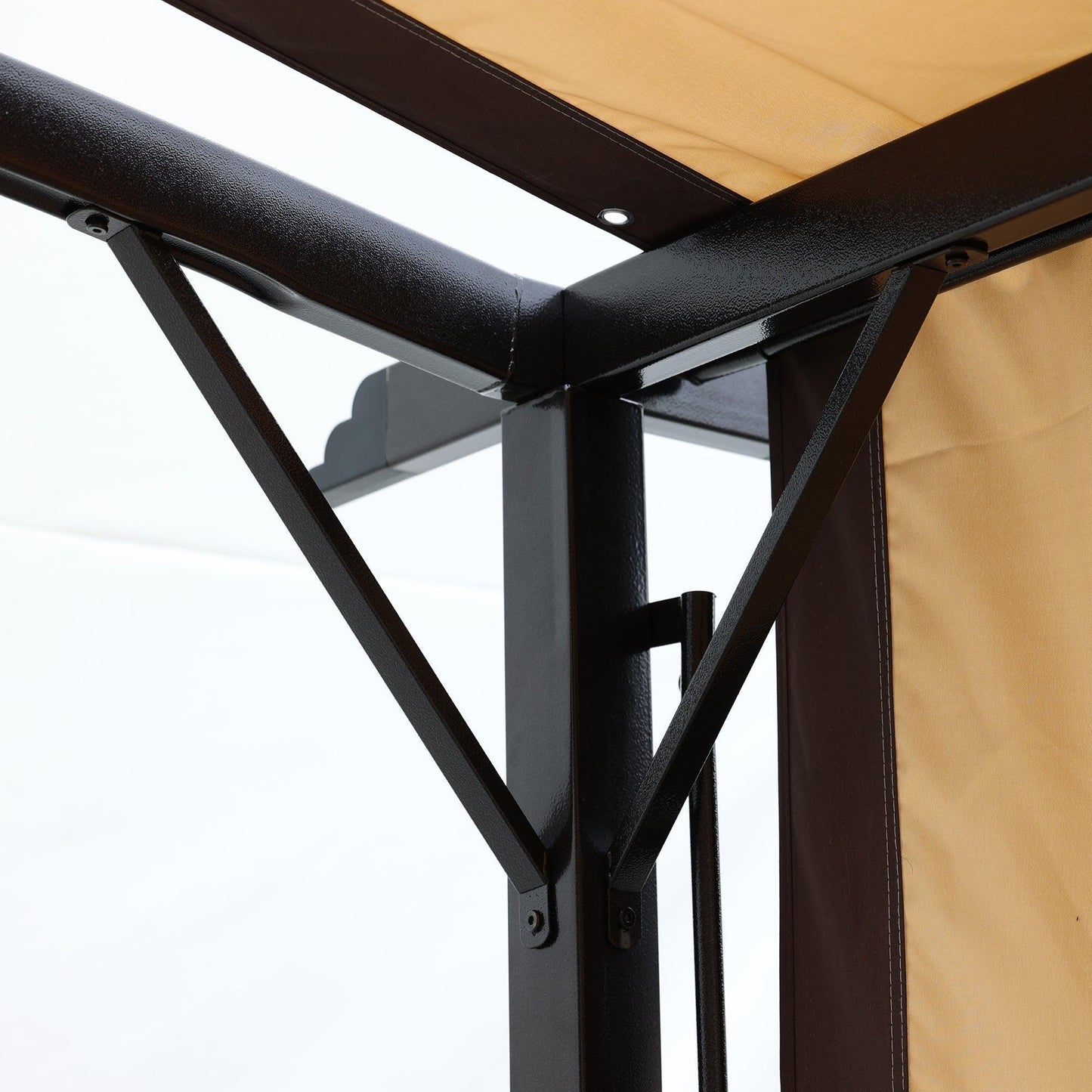 12 x 9 Ft Outdoor Pergola Patio Gazebo,Retractable Shade Canopy,Steel Frame Grape Gazebo,Sunshelter Pergola for Gardens,Terraces,Backyard FredCo