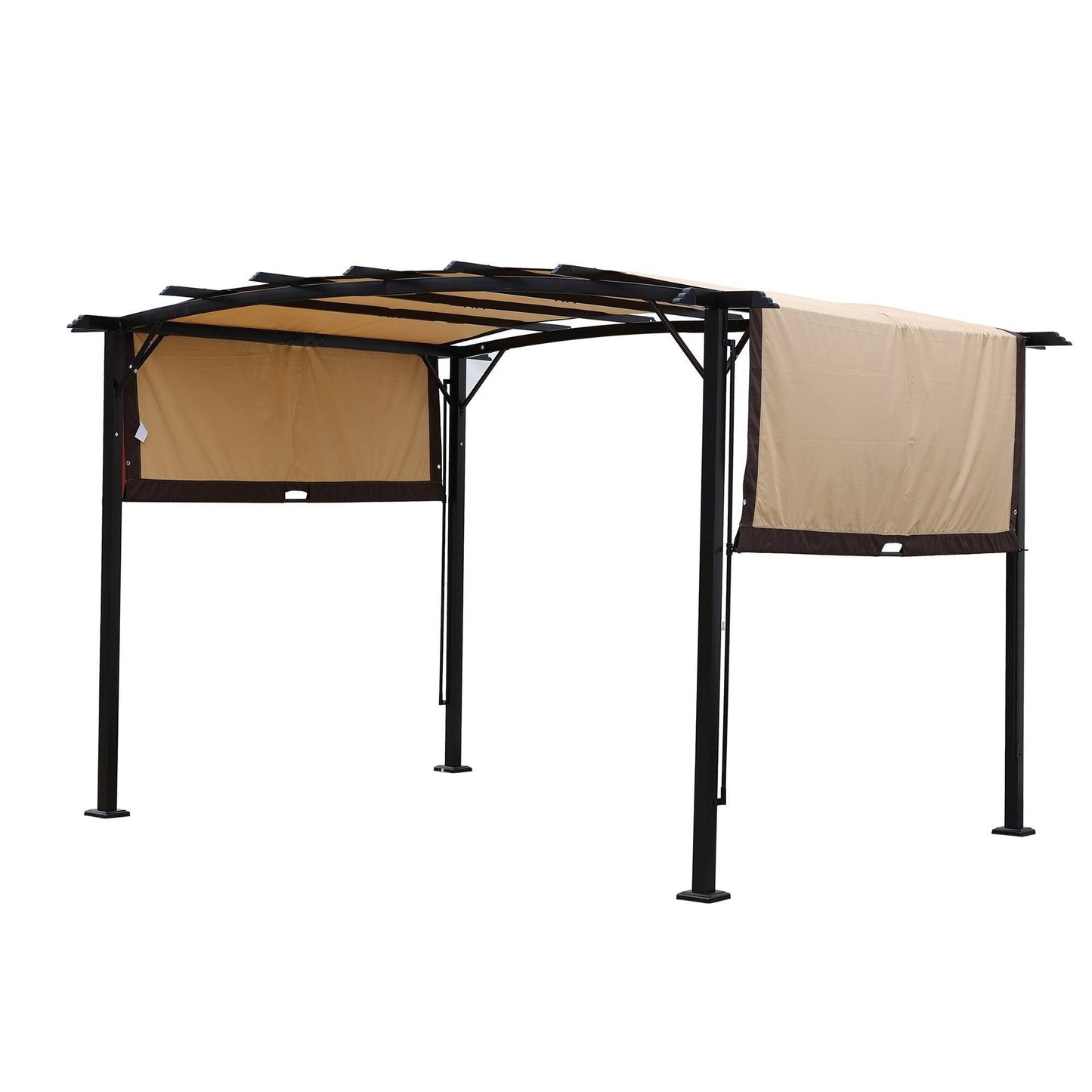 12 x 9 Ft Outdoor Pergola Patio Gazebo,Retractable Shade Canopy,Steel Frame Grape Gazebo,Sunshelter Pergola for Gardens,Terraces,Backyard FredCo